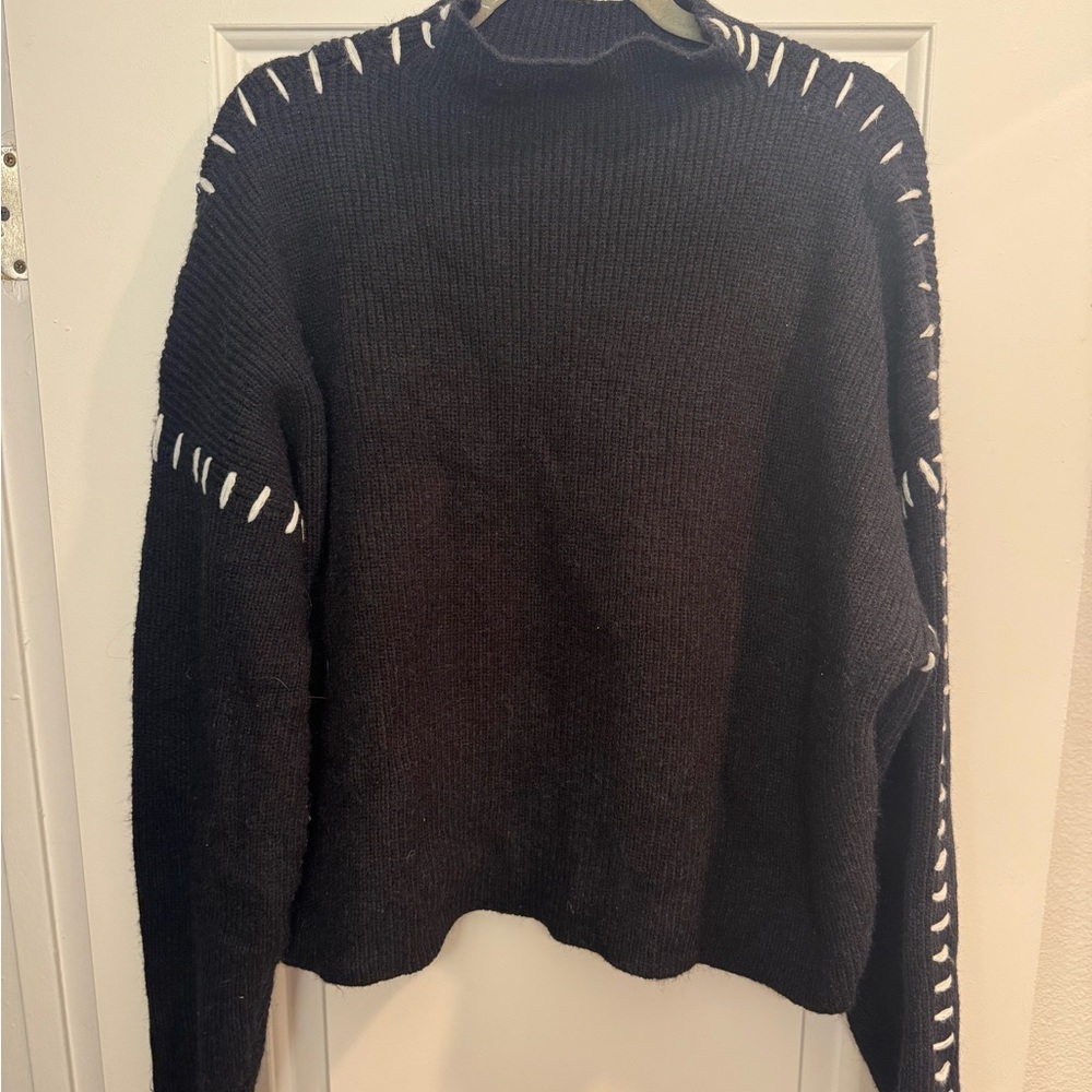Black Sweater with White Stitching